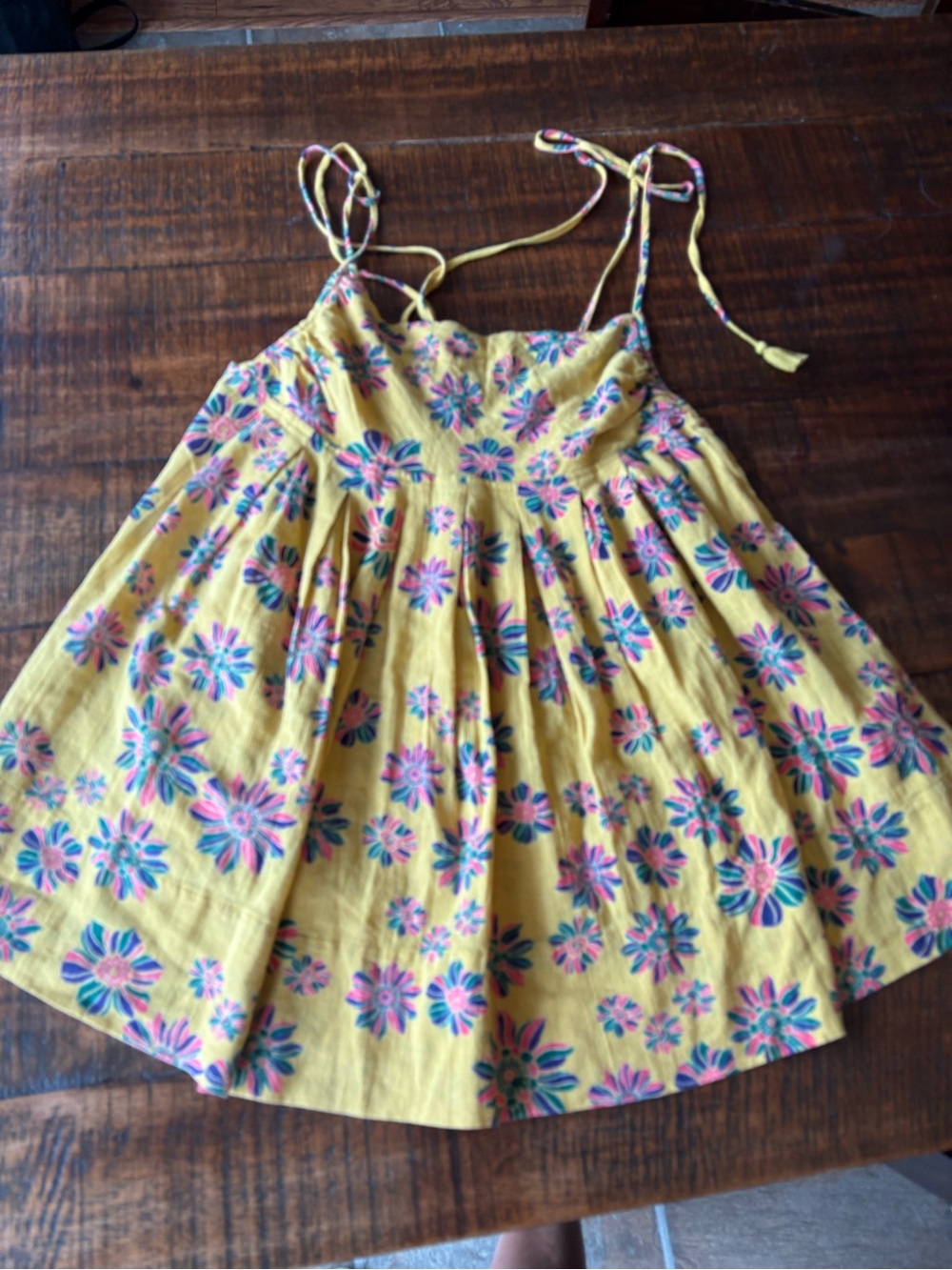 Free People Yellow Floral Tie-Shoulder Camisole Dress